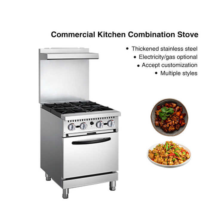 American Style Combination 4 Burners Gas Stove Commercial Western Restaurant Gas Range With Oven Griddle