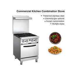 Restaurant Hotel Gas Cooking Equipment 6 Heads Gas Stove With Oven Free Combination Accept Customization