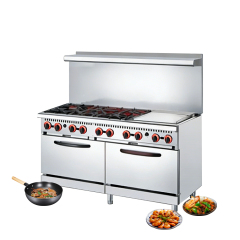 Usa Style Commercial Kitchen 6 Burners Gas Stove Range With 2 Gas Oven Gas Cooker + Griddle