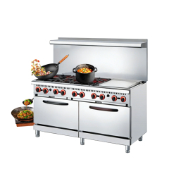 Usa Style Commercial Kitchen 6 Burners Gas Stove Range With 2 Gas Oven Gas Cooker + Griddle