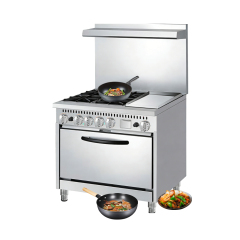 American Style Combination 4 Burners Gas Stove Commercial Western Restaurant Gas Range With Oven Griddle