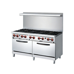 Restaurant Hotel Commercial 10 Burners Gas Range Stainless Steel Gas Stove With 2 Units Gas Oven