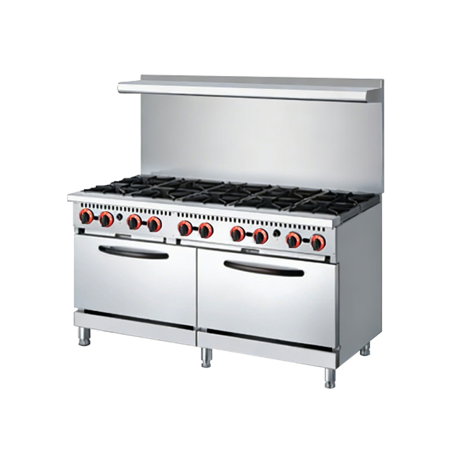 Restaurant Hotel Commercial 10 Burners Gas Range Stainless Steel Gas Stove With 2 Units Gas Oven