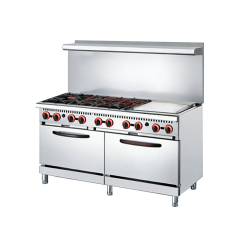Usa Style Commercial Kitchen 6 Burners Gas Stove Range With 2 Gas Oven Gas Cooker + Griddle