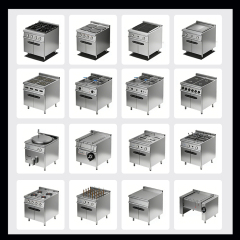 Restaurant Hotel Gas Cooking Equipment 6 Heads Gas Stove With Oven Free Combination Accept Customization