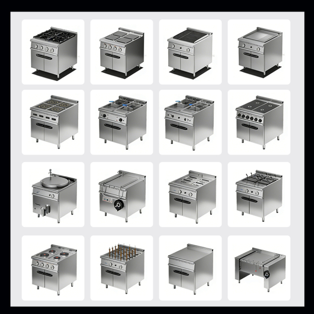 Restaurant Hotel Gas Cooking Equipment 6 Heads Gas Stove With Oven Free Combination Accept Customization