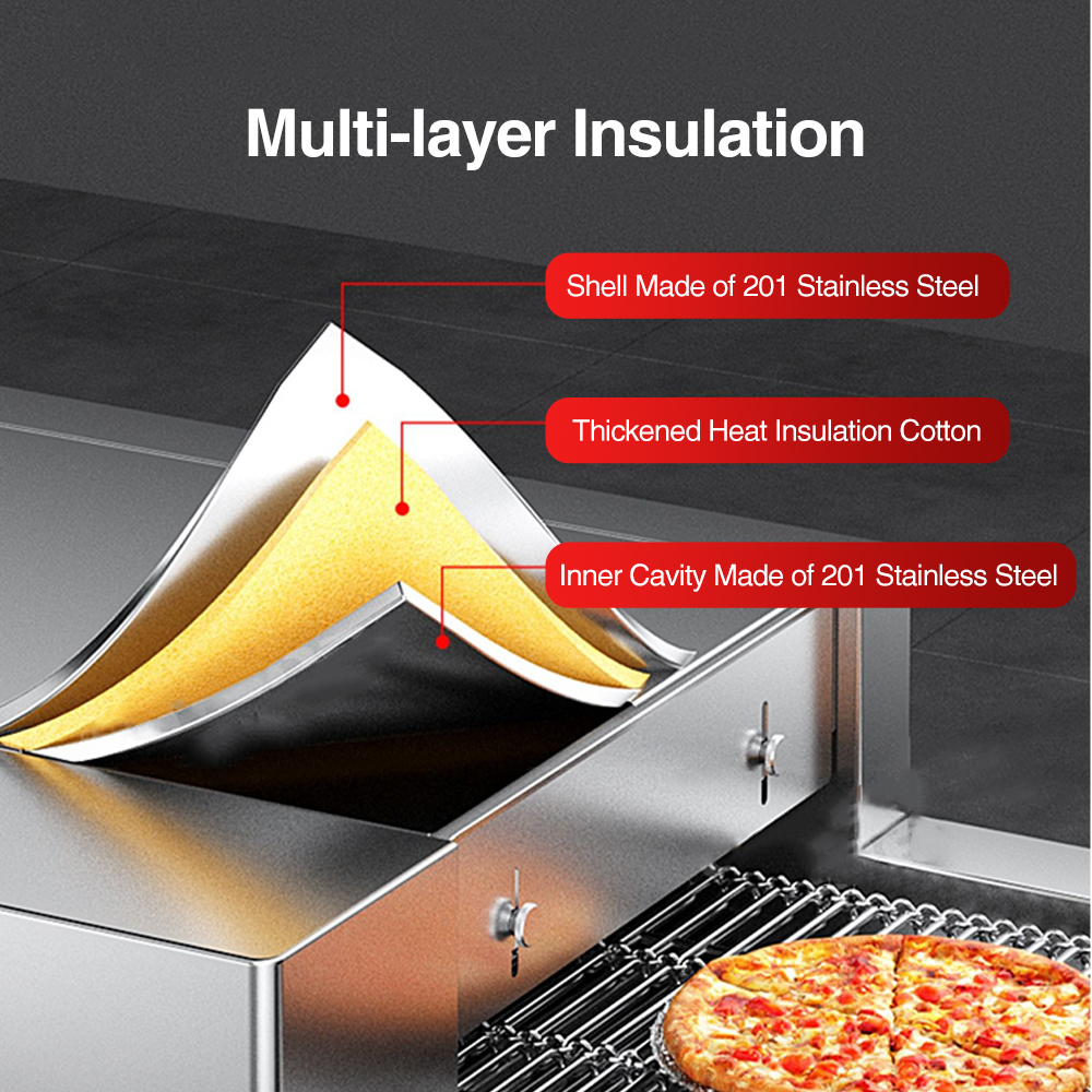 Restaurant Hotel Stainless Steel Automatic Chain Running Commercial Gas Pizza Conveyor Ovens