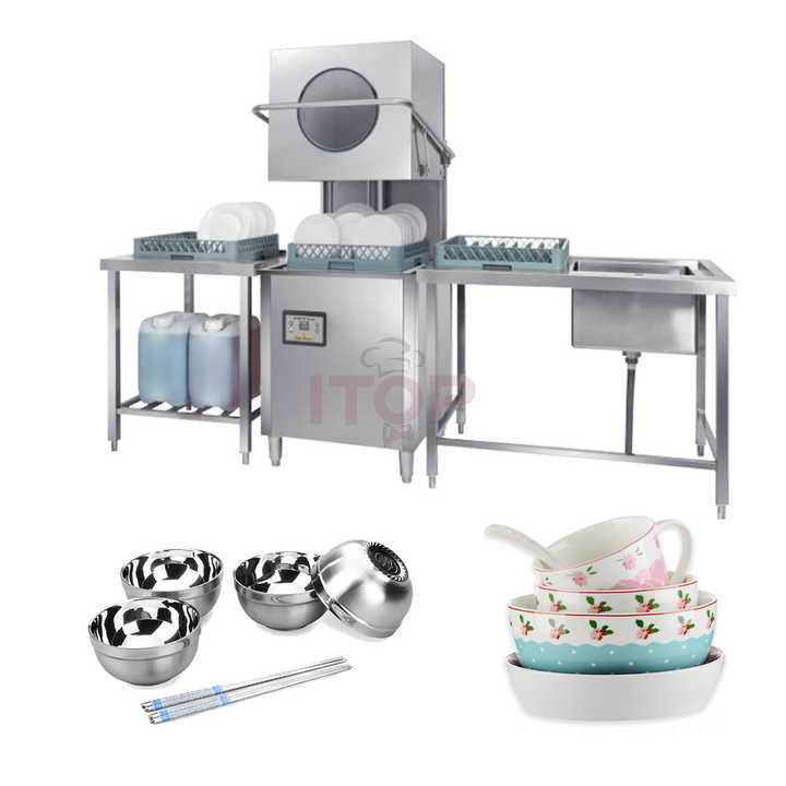 Commercial Wine Plastic Glass Dishwasher Small Window Restaurant Dishwasher Hood Type Automatic Conveyor Commercial Dishwasher