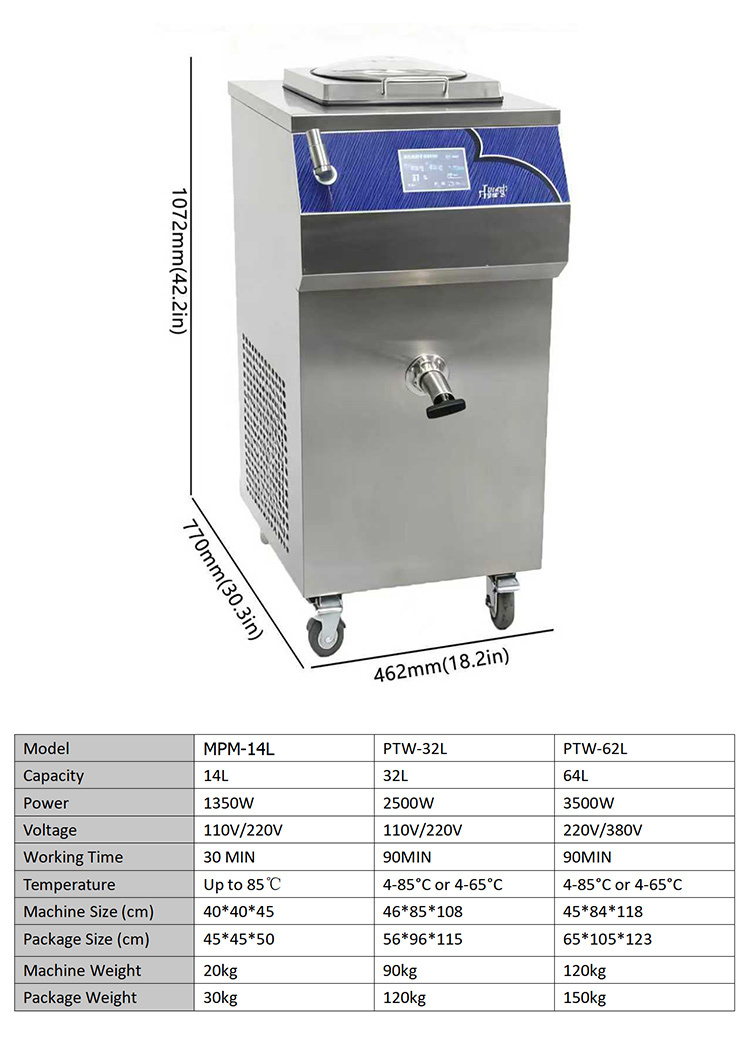 Automatic Electric Industrial Milk Ice Cream Pasteurizer Homogenizer Tank Dual Program Automatic Operation