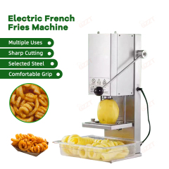 Stainless Steel Commercial 3-10 Mm Thickness Adjustable Spiral Potato Cutter Fries Machine for Curly Chips Curly French Fries