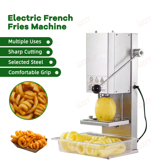 Stainless Steel Commercial 3-10 Mm Thickness Adjustable Spiral Potato Cutter Fries Machine for Curly Chips Curly French Fries