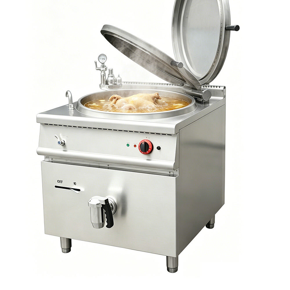 Electric Gas Powered Double-layer Insulation Boiling Pot Commercial Big Stainless Steel Large Cooking Braising Pots