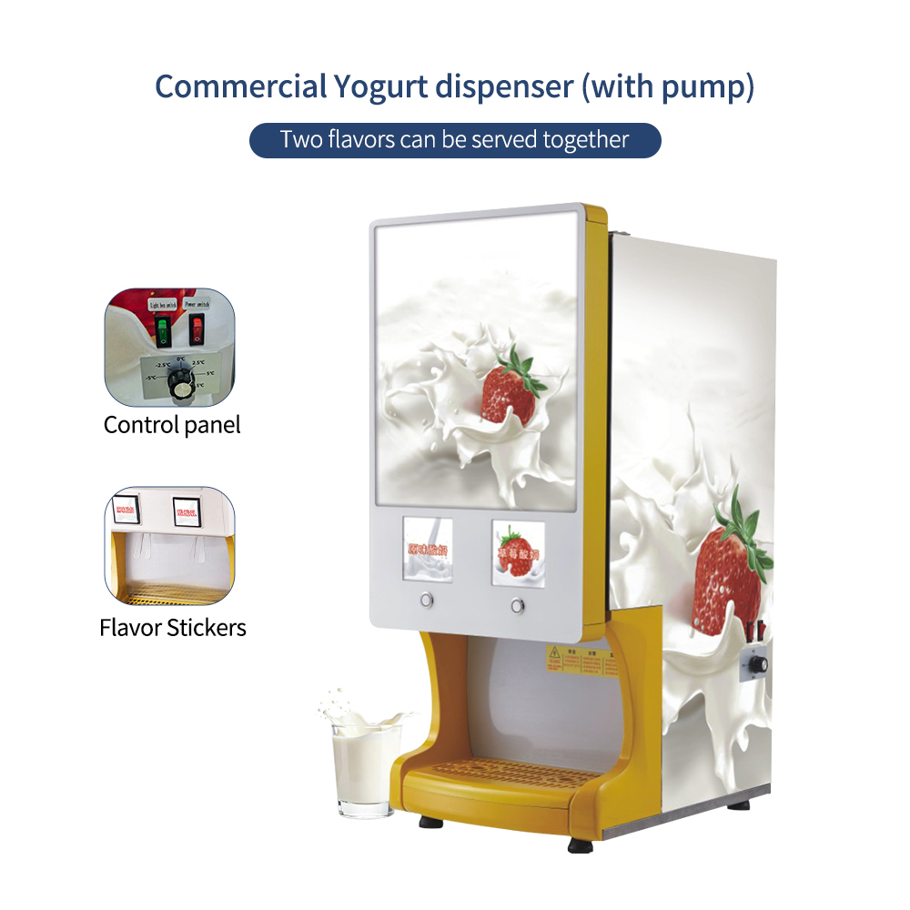 Commercial 2*10l Bib Bag Yogurt Dispenser Stainless Steel Electric Refrigerate Yogurt Milk Cooler Machine With Peristaltic Pump