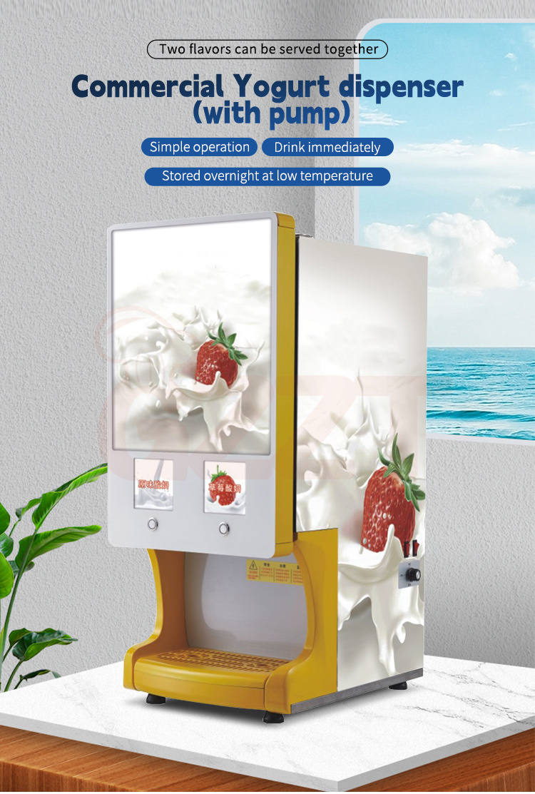 Commercial 2*10l Bib Bag Yogurt Dispenser Stainless Steel Electric Refrigerate Yogurt Milk Cooler Machine With Peristaltic Pump