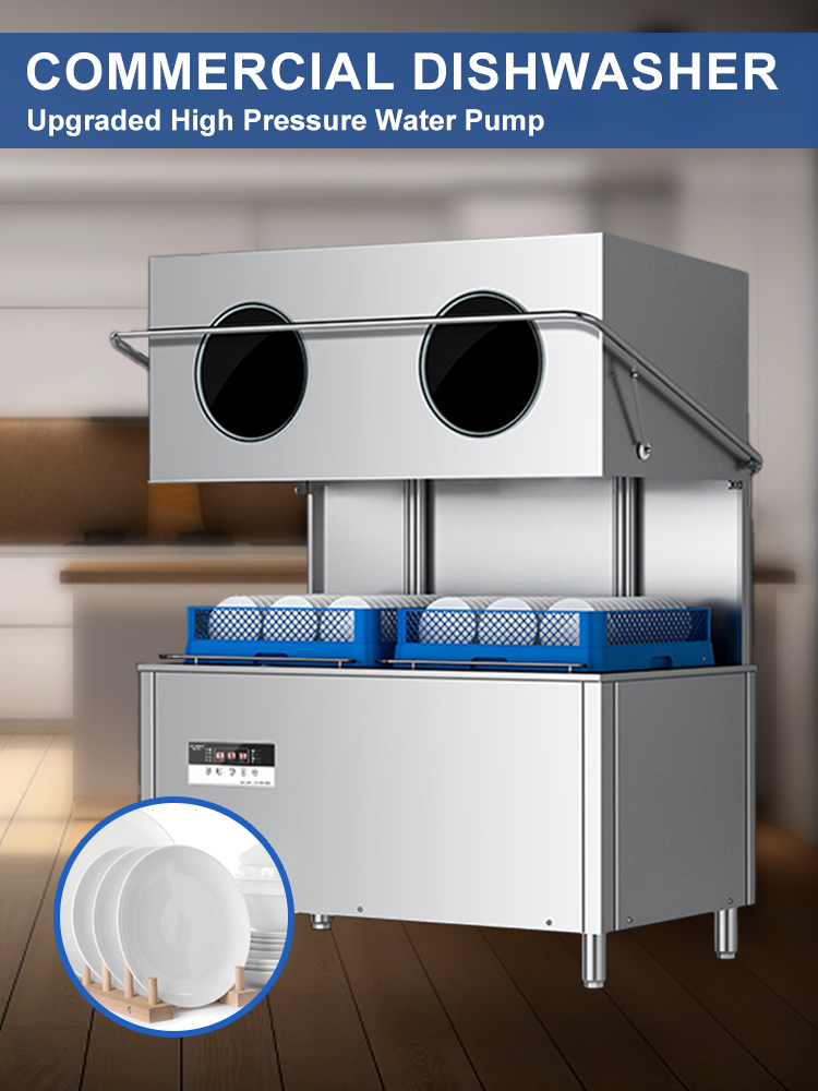 Double Baskets Fast Speed Commercial Stainless Steel Restaurant Hood Dishwasher Dish Washing Machine
