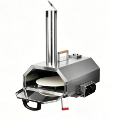 Stainless Steel Outdoor 12" Automatic Rotatable Pizza Oven Portable Wood Fired Pizza Oven With Temperature Display Gauge