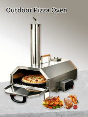 Stainless Steel Outdoor 12" Automatic Rotatable Pizza Oven Portable Wood Fired Pizza Oven With Temperature Display Gauge