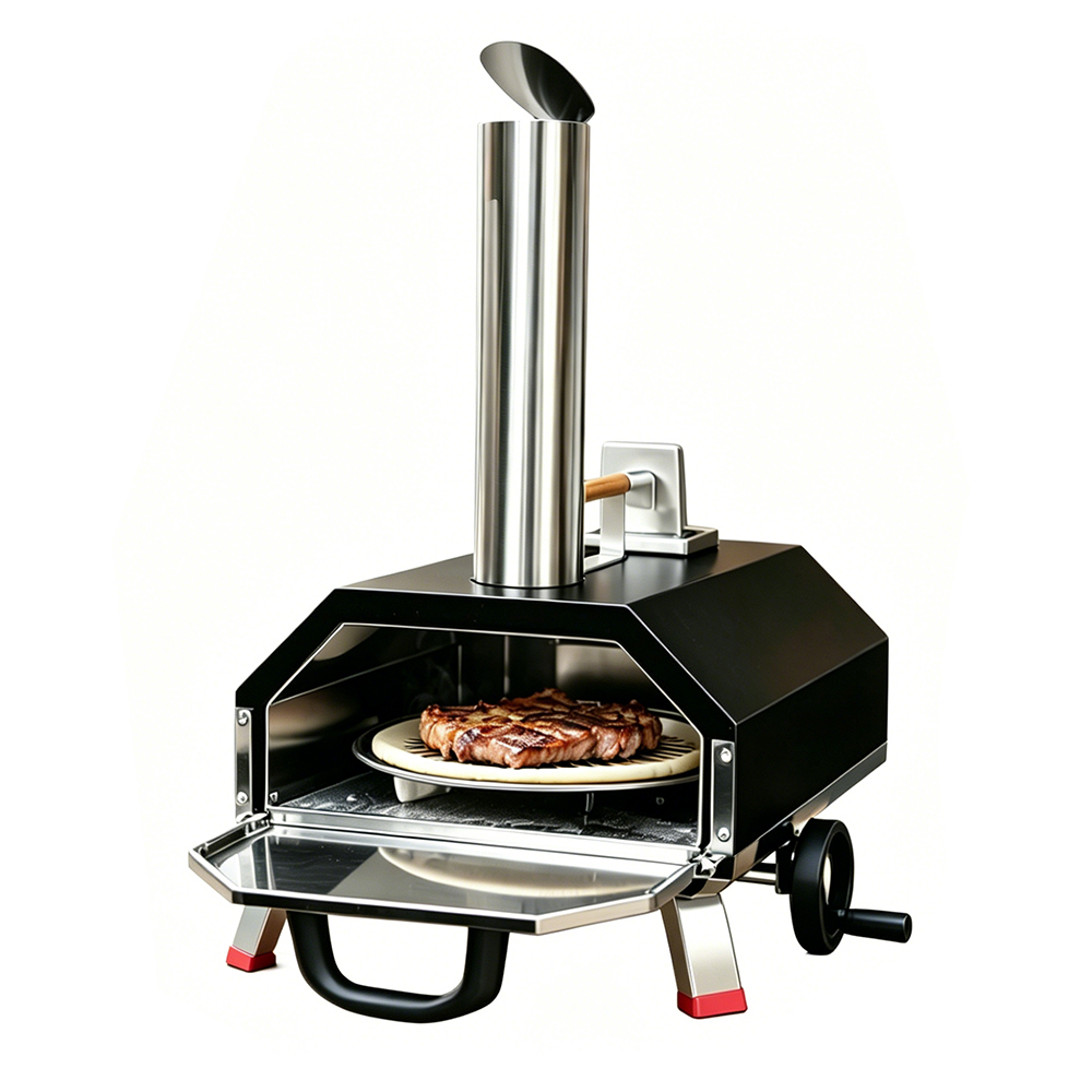 Firewood Outdoor Portable Pizza Stone Fast Heating Charcoal Grill Pizza Oven With Rotating Pizza Tray