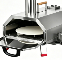 Stainless Steel Outdoor 12" Automatic Rotatable Pizza Oven Portable Wood Fired Pizza Oven With Temperature Display Gauge