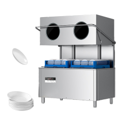 Double Baskets Fast Speed Commercial Stainless Steel Restaurant Hood Dishwasher Dish Washing Machine