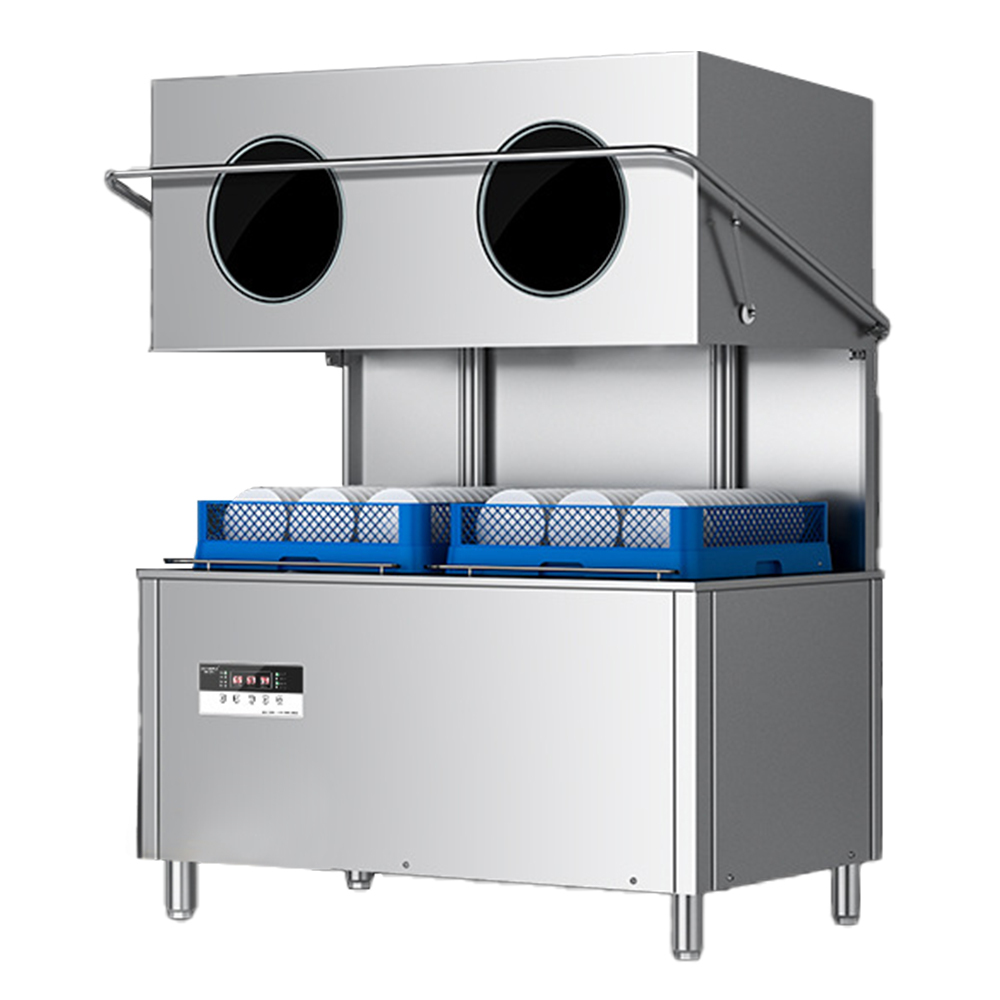 Double Baskets Fast Speed Commercial Stainless Steel Restaurant Hood Dishwasher Dish Washing Machine