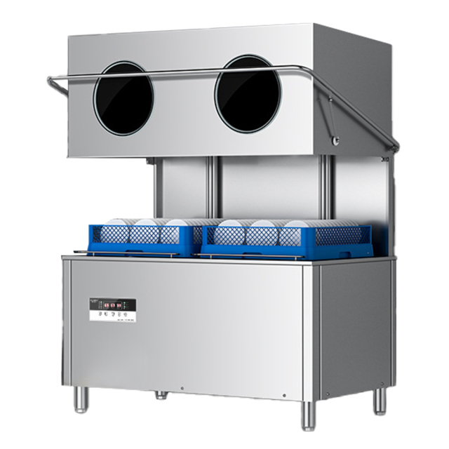 Double Baskets Fast Speed Commercial Stainless Steel Restaurant Hood Dishwasher Dish Washing Machine