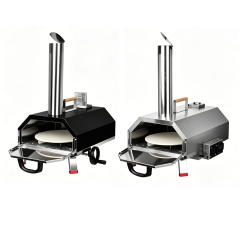 Stainless Steel Outdoor 12" Automatic Rotatable Pizza Oven Portable Wood Fired Pizza Oven With Temperature Display Gauge