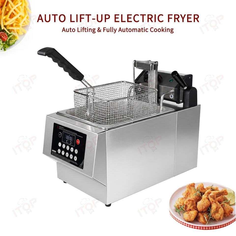 Commercial 8L Automatic Lift Electric Deep Fryer with Timer and Temperature Control