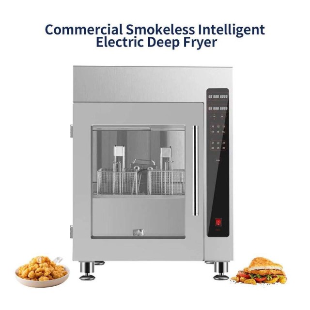 Commercial 7.5L Smokeless Intelligent Electric Deep Fryer with 5-Level Oil Fume Purification