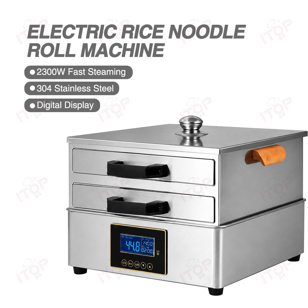 ITOP High Quality Stainless Steel Electric Rice Noodle Roll Steamer with Smart Timer & Temp Control Rice Noodle Making Machine
