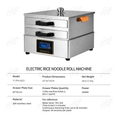 ITOP High Quality Stainless Steel Electric Rice Noodle Roll Steamer with Smart Timer & Temp Control Rice Noodle Making Machine