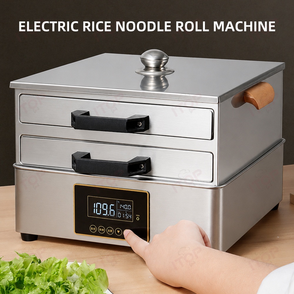 ITOP High Quality Stainless Steel Electric Rice Noodle Roll Steamer with Smart Timer & Temp Control Rice Noodle Making Machine