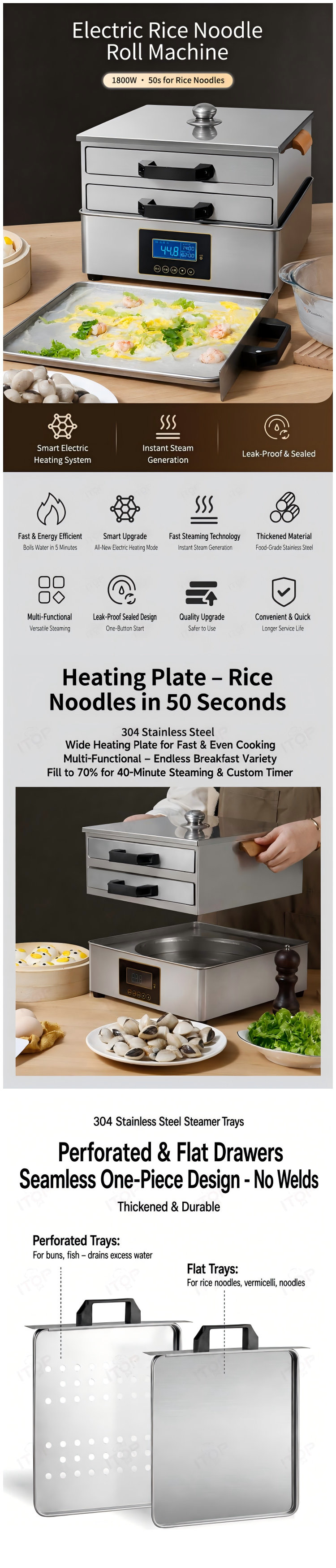 IT-IPM-A003 Rice Noodle Roll Steamer