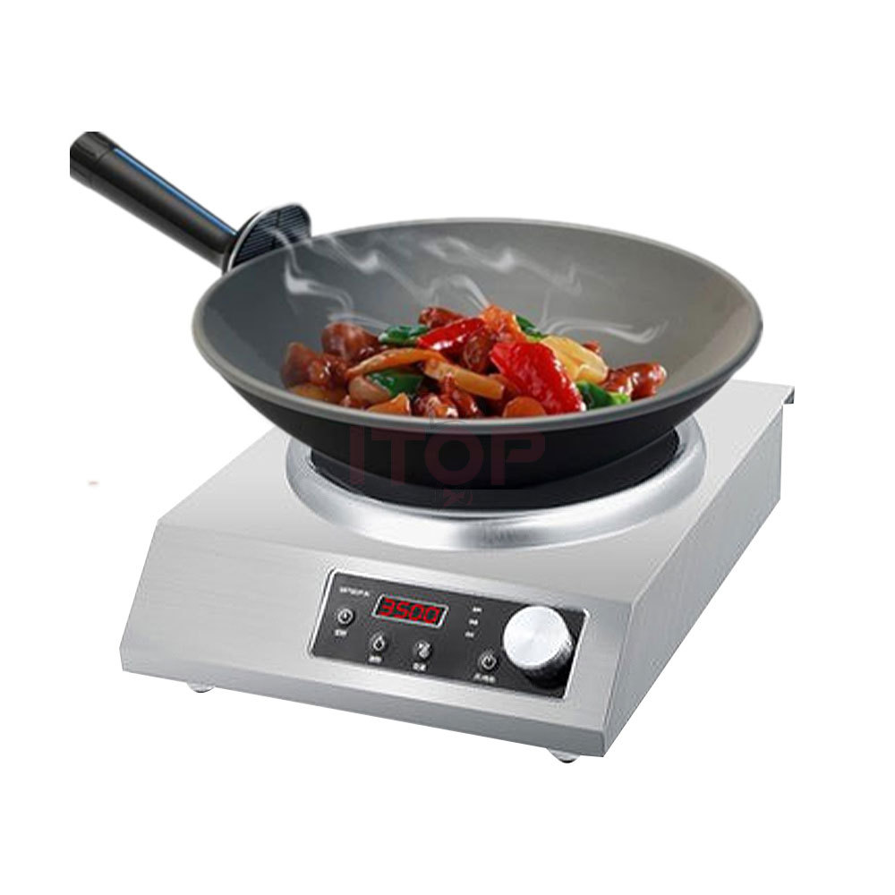 Commercial 3500W Induction Wok Cooktop with Iron Pot | ITOP