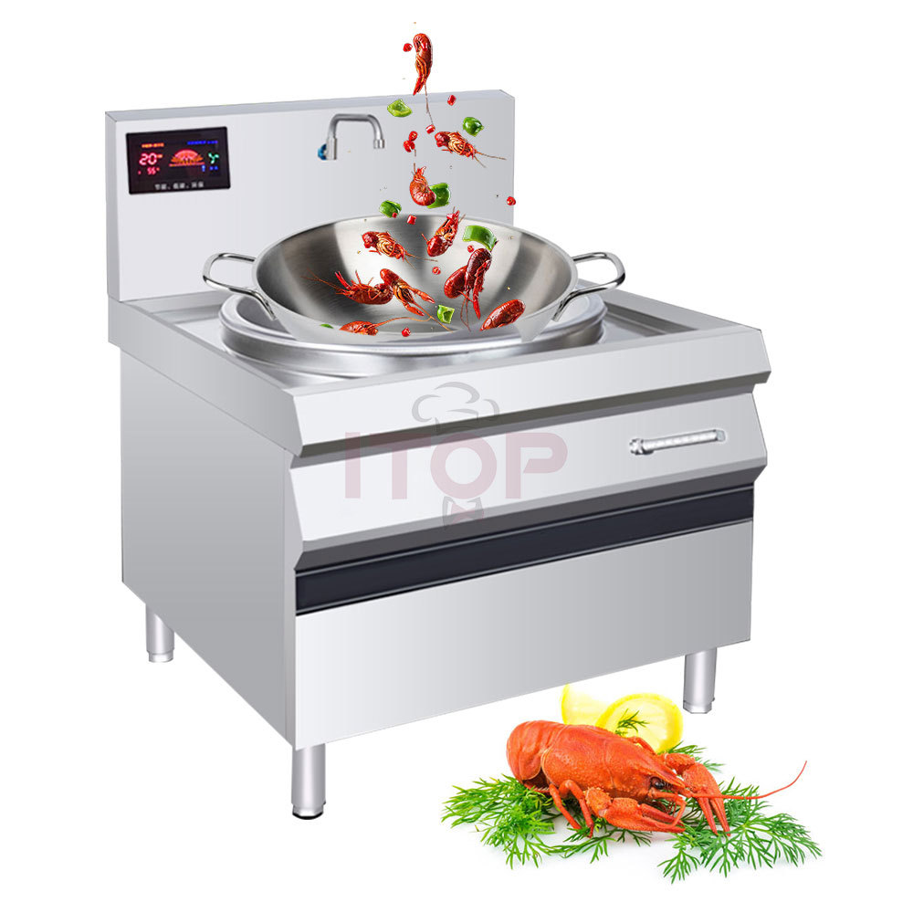 Restaurant Electric Stove Frying Pan Commercial Induction Cooking Wok Cooker 380V Concave Cooktop