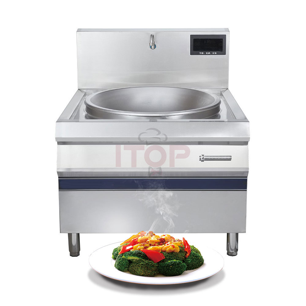 Restaurant Electric Stove Frying Pan Commercial Induction Cooking Wok Cooker 380V Concave Cooktop