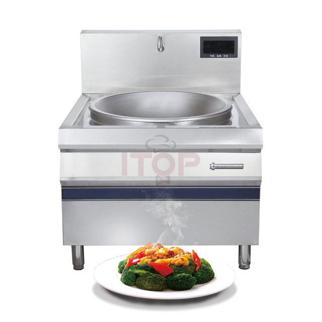 Restaurant Electric Stove Frying Pan Commercial Induction Cooking Wok Cooker 380V Concave Cooktop