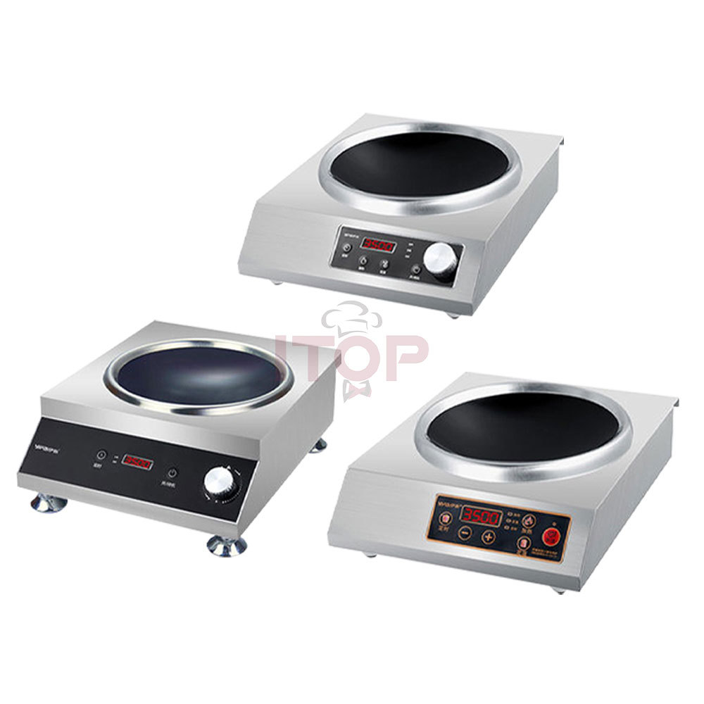 Commercial 3500W Induction Wok Cooktop with Iron Pot | ITOP
