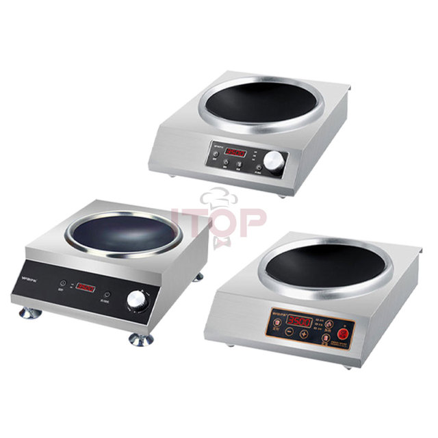 Commercial 3500W Induction Wok Cooktop with Iron Pot | ITOP