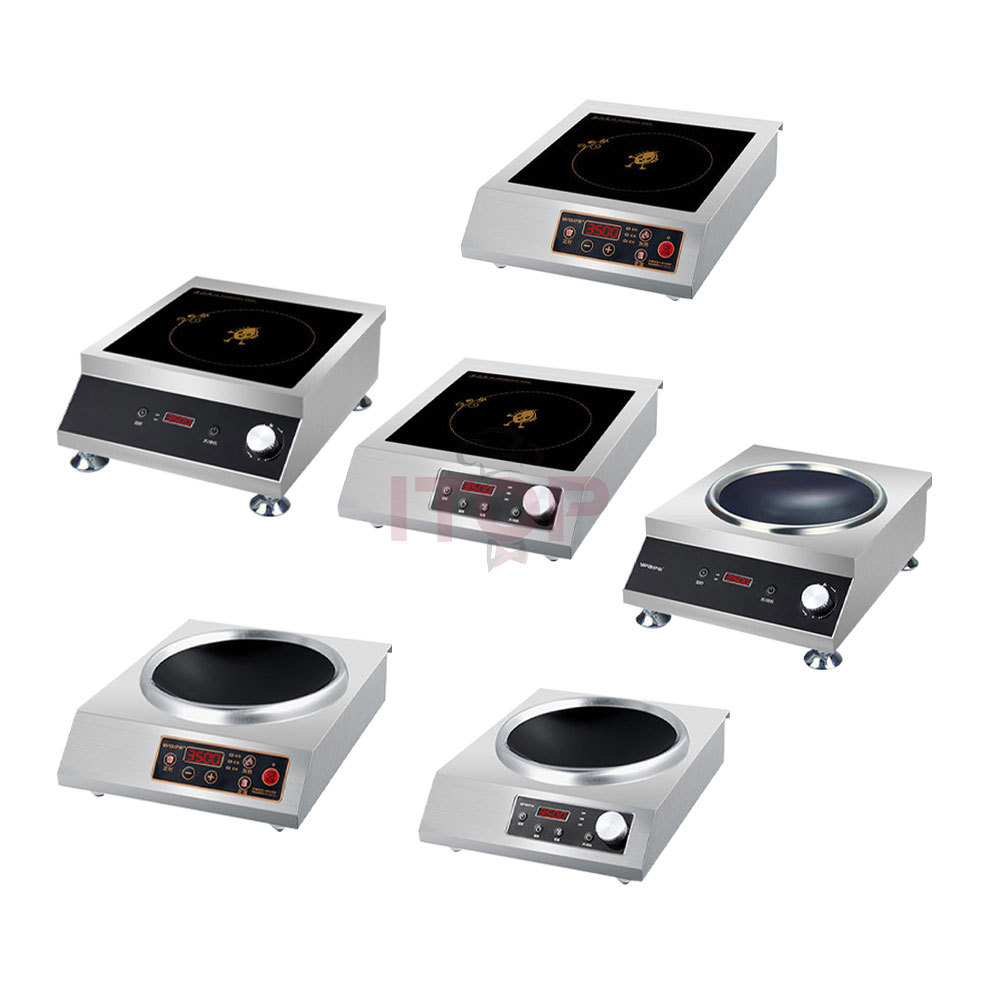 Commercial 3500W Induction Wok Cooktop with Iron Pot | ITOP