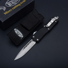 Microtech A07 Combat Troodon AUTO OTF Knife 3.54" Damascus Double Edge Dagger Blade,  Zinc Aluminum Handles