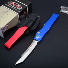 Microtech Customs Marfione Halo V OTF AUTO Knife 4.17" ELmax Tanto Blade, Aluminum Alloy Handles