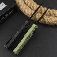 Benchmade 3370GY Claymore OTF AUTO Knife 3.89" CPM-D2 Double Edge Dagger Blade, Black Grivory Handles