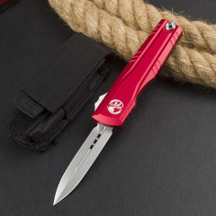 Microtech Combat Troodon Gen II AUTO OTF Knife 2.95" D2 Double Edge Dagger Blade, Black Aluminum Handles