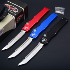 Microtech Customs Marfione Halo V OTF AUTO Knife 4.17" ELmax Tanto Blade, Aluminum Alloy Handles