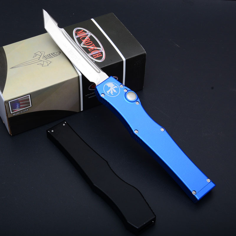 Microtech Customs Marfione Halo V OTF AUTO Knife 4.17" ELmax Tanto Blade, Aluminum Alloy Handles