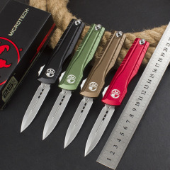 Microtech Combat Troodon Gen II AUTO OTF Knife 2.95" D2 Double Edge Dagger Blade, Black Aluminum Handles