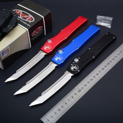 Microtech Customs Marfione Halo V OTF AUTO Knife 4.17" ELmax Tanto Blade, Aluminum Alloy Handles