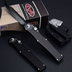 Microtech Customs Marfione Halo V OTF AUTO Knife 4.17" ELmax Tanto Blade, Aluminum Alloy Handles