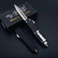 Microtech A07 Combat Troodon AUTO OTF Knife 3.54" Damascus Double Edge Dagger Blade,  Zinc Aluminum Handles